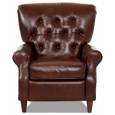 Traditional High Leg Recliner with Tufted Back